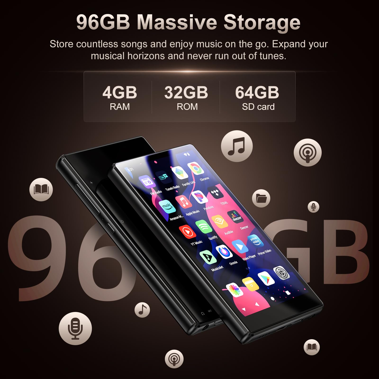 【未使用未開封】Fanvace 96GB Android 13 MP3プレーヤー Amazon.com: Fanvace 96GB MP3 Player with Bluetooth and WiFi